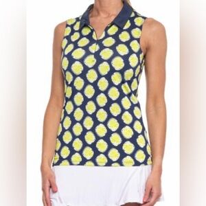 Tommy Bahama Golf Navy & Curuba Lime 1/4 Zip Sleeveless Polo size large